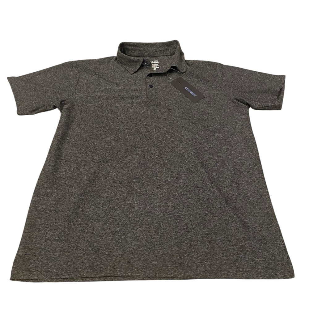 Cossniss Men's Polo Dry Fit Golf Shirt Large Dark Grey NWT Short Sleeve Stretch